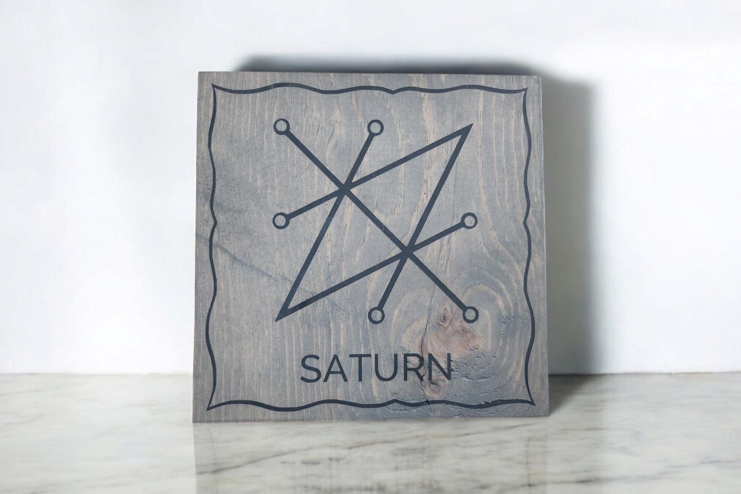 Wooden Altar Board with Seal of Saturn for Rituals & Planetary Magic