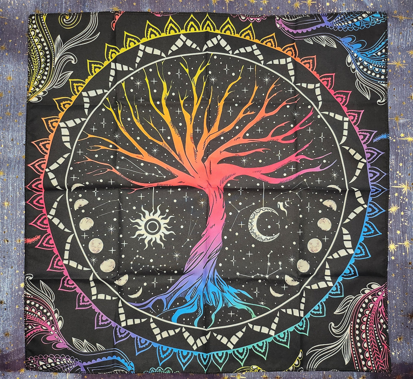 Celestial Tree of Life Altar Cloth – Tarot, Oracle, Rune & Crystal Divination Mat