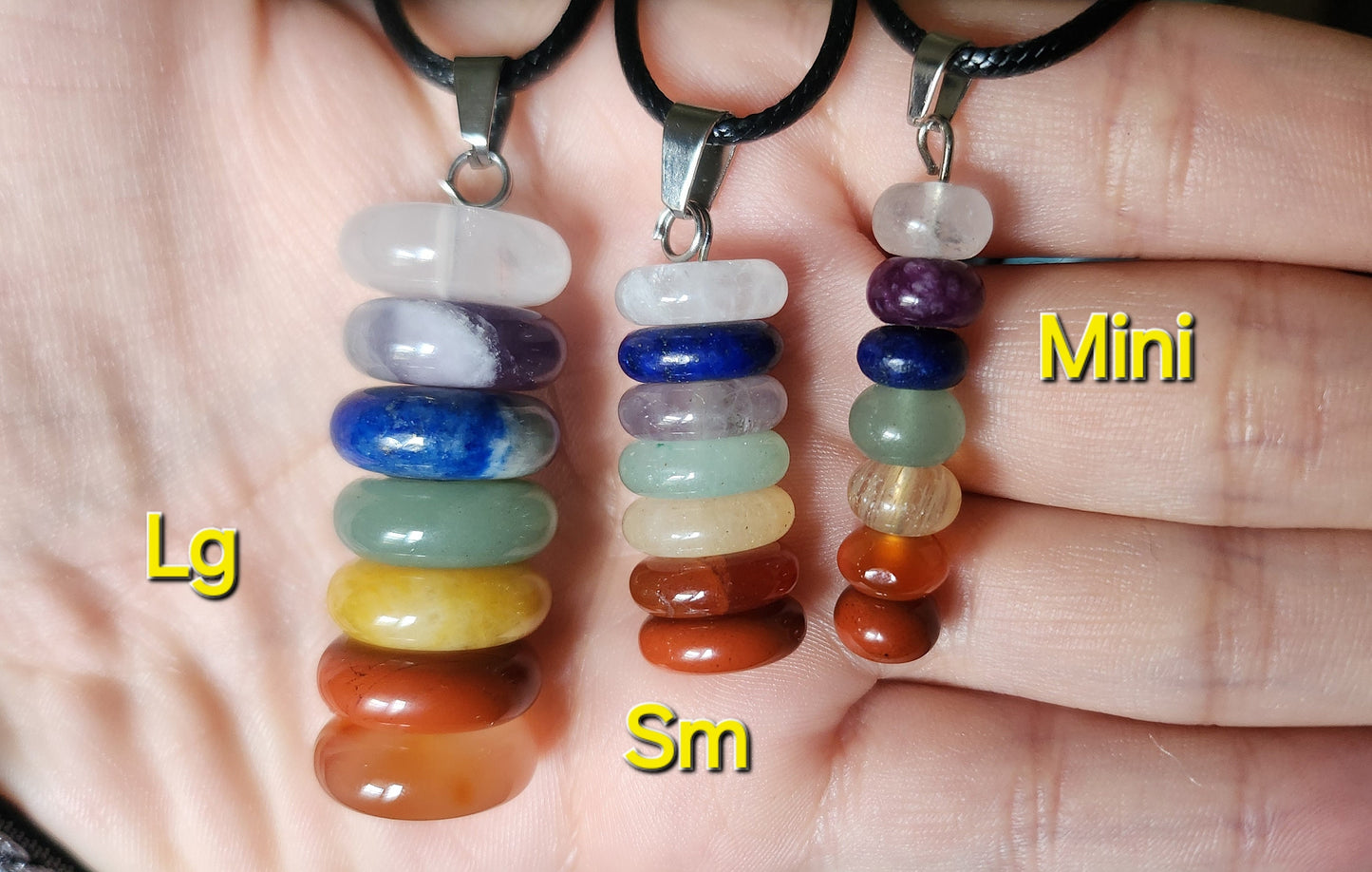 Stacked 7-Stone Chakra Crystal Necklace for Healing, Meditation & Energy Alignment
