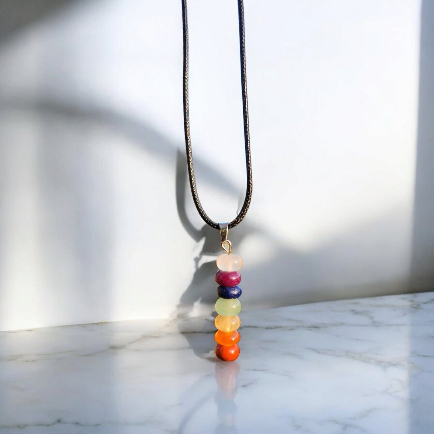 Stacked 7-Stone Chakra Crystal Necklace for Healing, Meditation & Energy Alignment