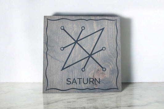 Wooden Altar Board with Seal of Saturn for Rituals & Planetary Magic