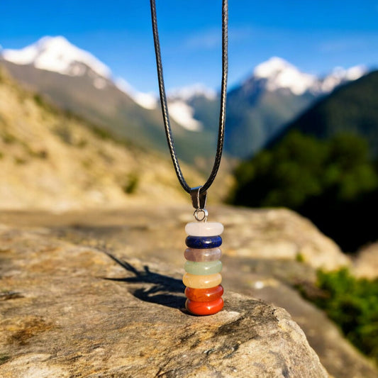 Stacked 7-Stone Chakra Crystal Necklace for Healing, Meditation & Energy Alignment