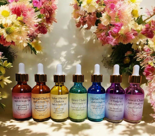 Chakra Herbal & Botanical Bath and Body Oils for Spellwork, Rituals & Energy Healing